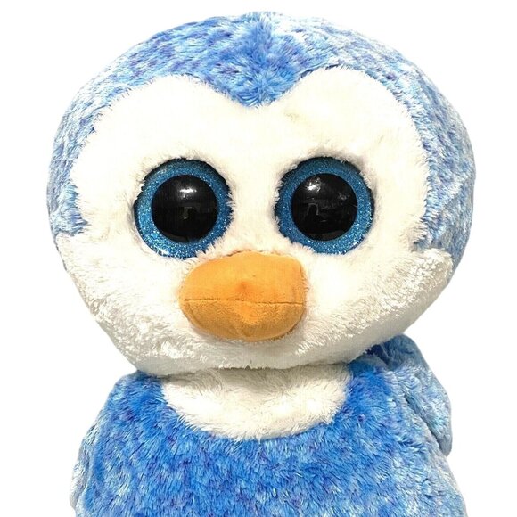 Ty Ice Cube Plush Blue Penguin with Glitter Eyes 17" - Picture 1 of 7